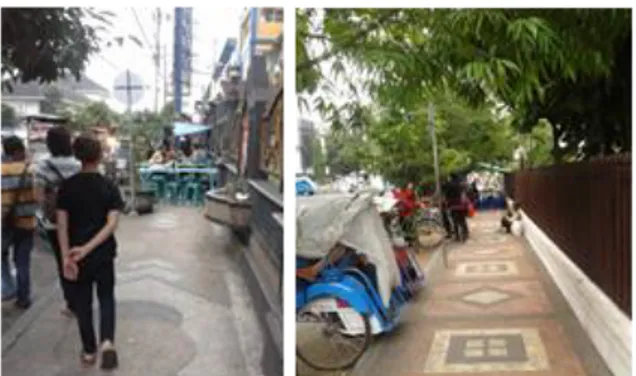 Gambar 1. Kondisi Permasalahan pada Jalur  Pejalan Kaki di Jalan Merdeka Kota Malang 