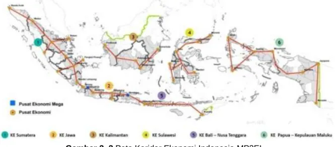 Gambar 2. 2 Peta Koridor Ekonomi Indonesia MP3EI 