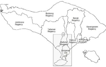 Figure 2. Case study area – SARBAGITA region, Province of Bali 