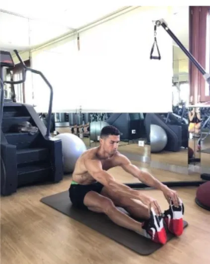 Gambar 4.11 Cristiano berada di gym dengan menggunakan celana pendek  Sumber : Instagram @cristiano   