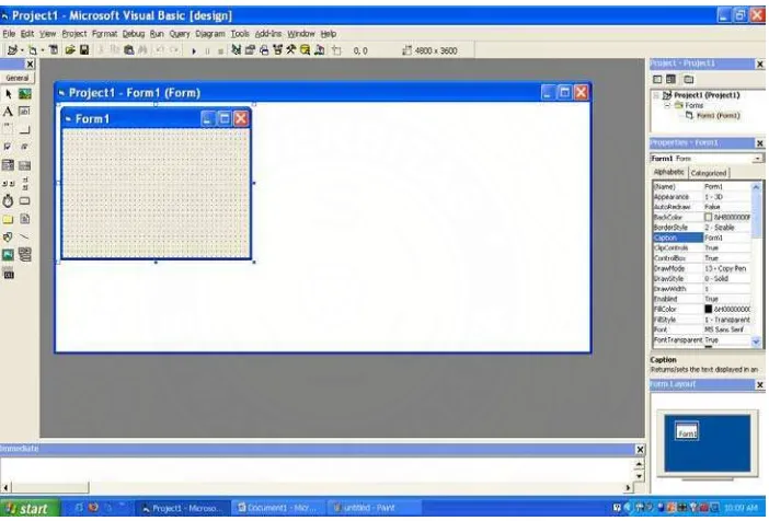 Gambar 3.2 Tampilan Layar Kerja Microsoft Visual Basic 6.0 