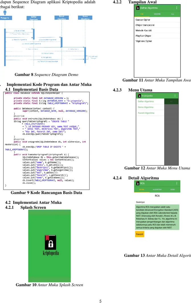 Gambar 8 Sequence Diagram Demo  4.  Implementasi Kode Program dan Antar Muka 