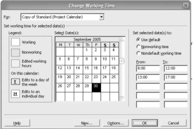 Gambar 2. Tampilan Sistem Kalender pada Microsoft Project