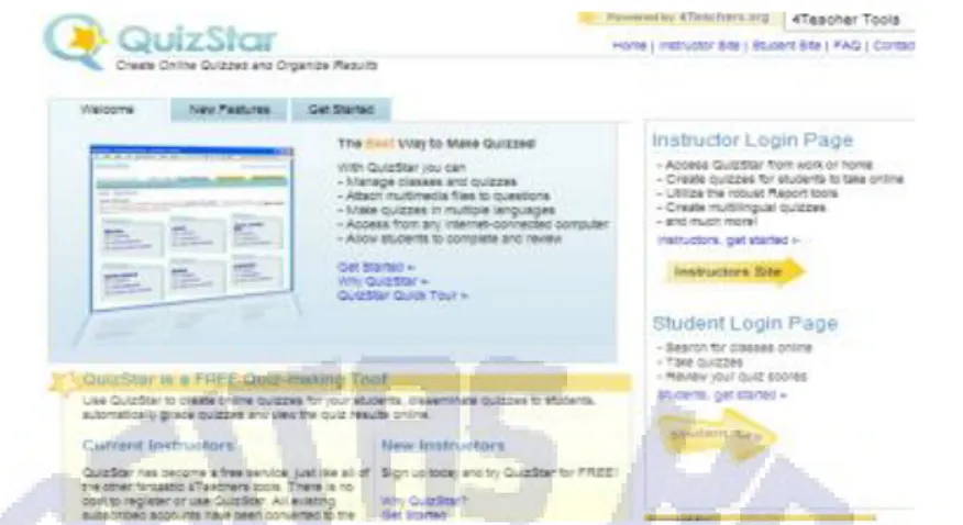 Gambar 1. Tampilan website test online quizstar (Sumber: http://quizstar.4teachers.org)  