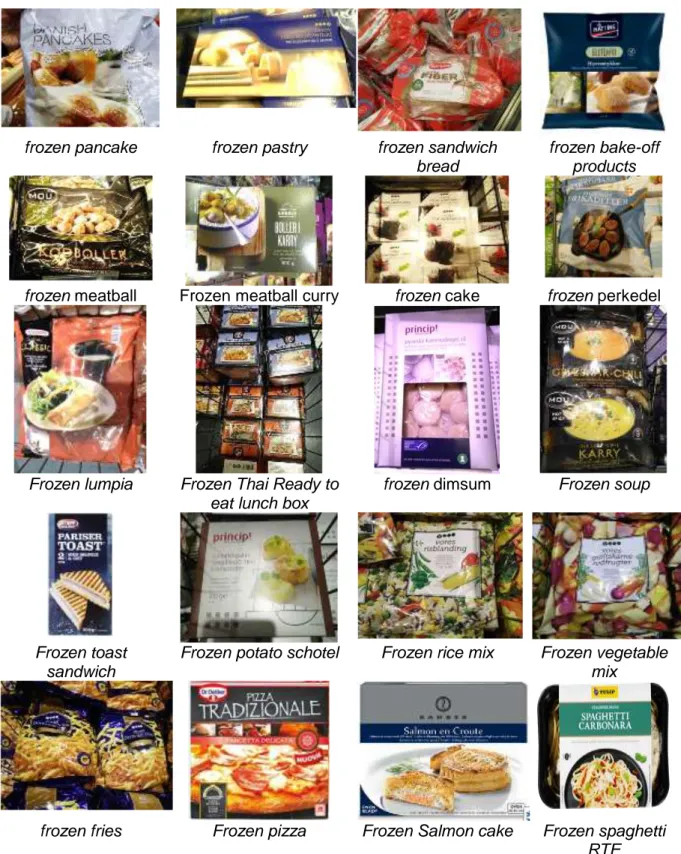 Gambar 2. Beragam contoh produk makanan beku di Denmark  2.  Spesifikasi produk bumbu jadi dan makanan beku di Denmark 