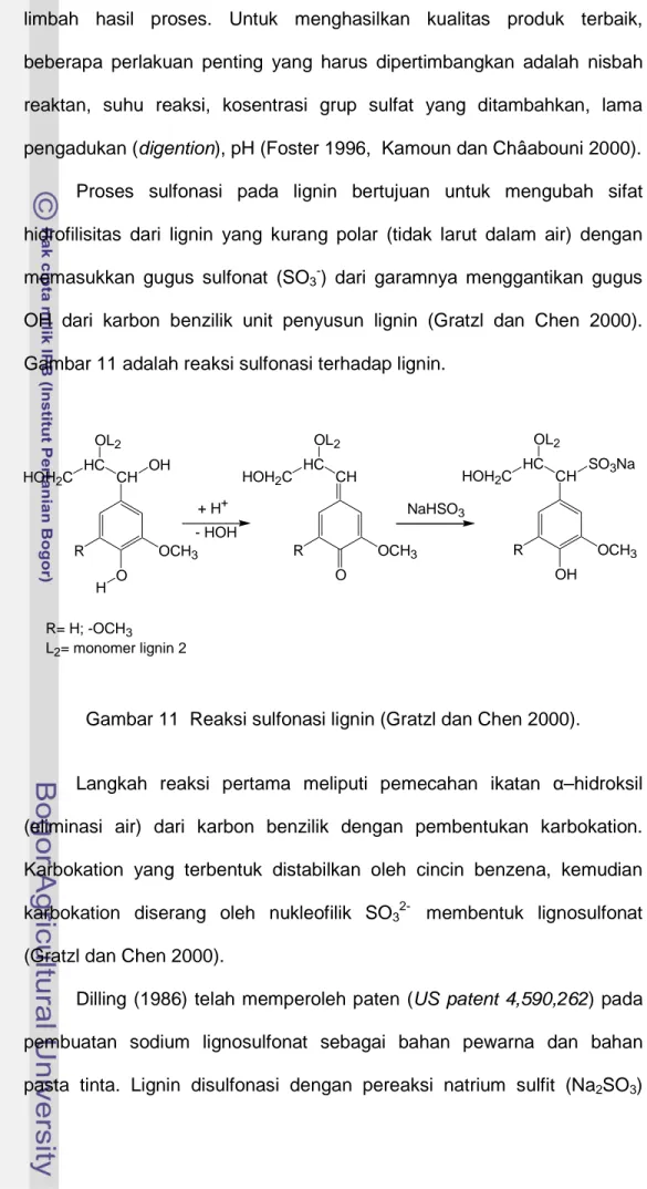 Gambar 11 adalah reaksi sulfonasi terhadap lignin.  