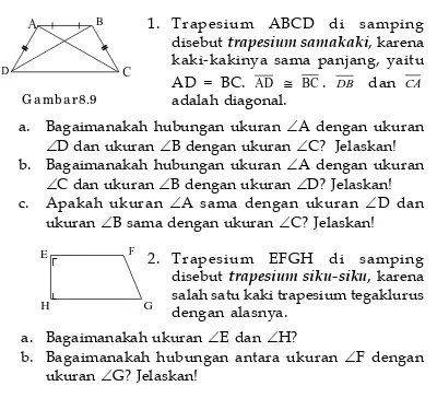 Gambar 8.9 adalah diagonal.a.Bagaimanakah hubungan ukuran �A dengan ukuran���