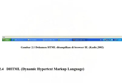 Gambar 2.1 Dokumen HTML ditampilkan di browser IE. (Kadir,2002) 