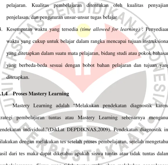 Gambar di bawah merupakan proses Mastery Learning dari DEPDIKNAS. 