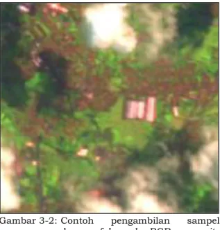 Gambar 3-2: Contoh  pengambilan  sampel  dengan  false  color  RGB  composite  (431) (Sumber: Citra yang diolah)
