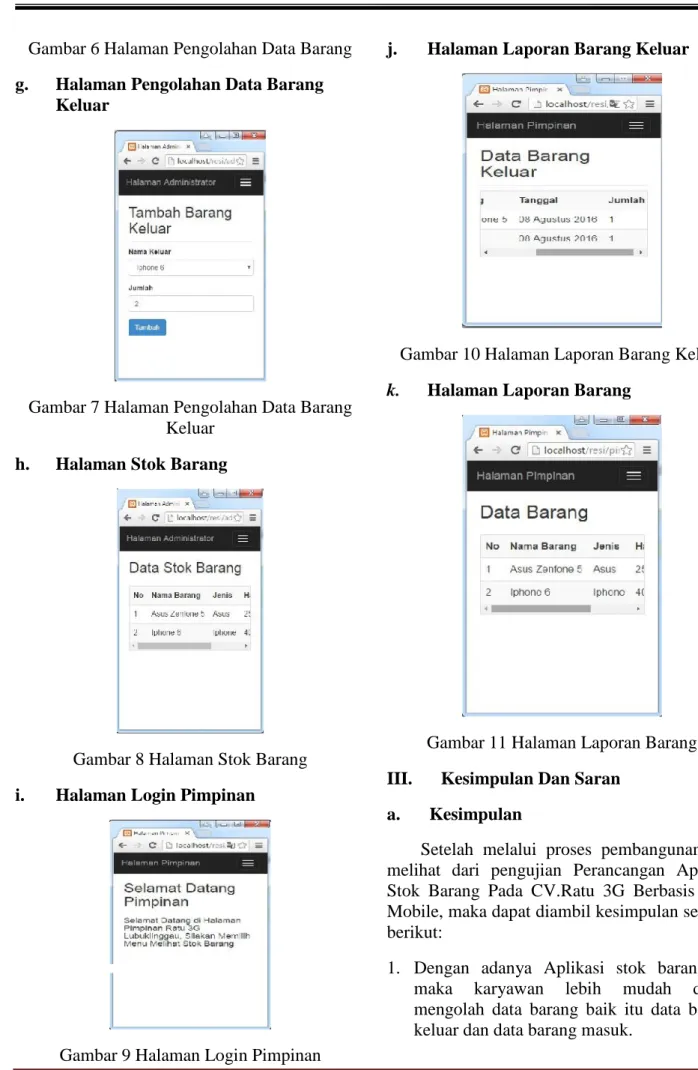 Gambar 6 Halaman Pengolahan Data Barang g. Halaman Pengolahan Data Barang