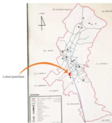 Gambar 1. Peta Wilayah Kabupaten Blora anak panah menunjukkan posisi wilayah lokasi 