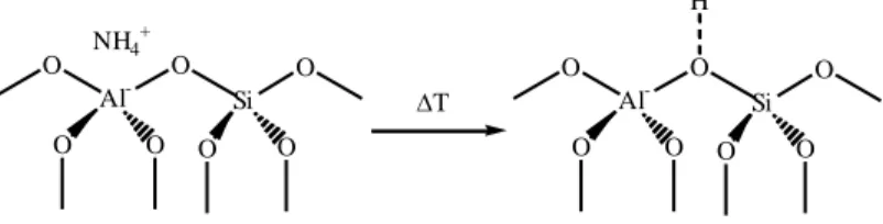 Gambar 2.4 Perlakuan Termal terhadap Amonium-Zeolit sehingga diperoleh Bentuk                      H-Zeolit