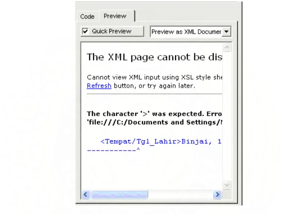 Gambar 3.12 Hasil compile File XML hasil konversi yang salah.