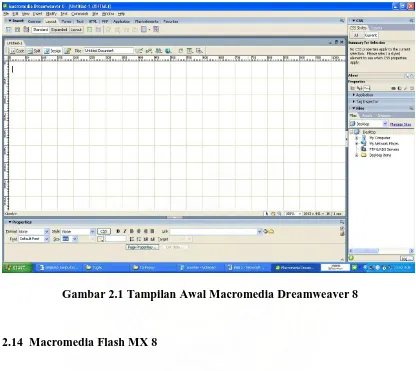 Gambar 2.1 Tampilan Awal Macromedia Dreamweaver 8 