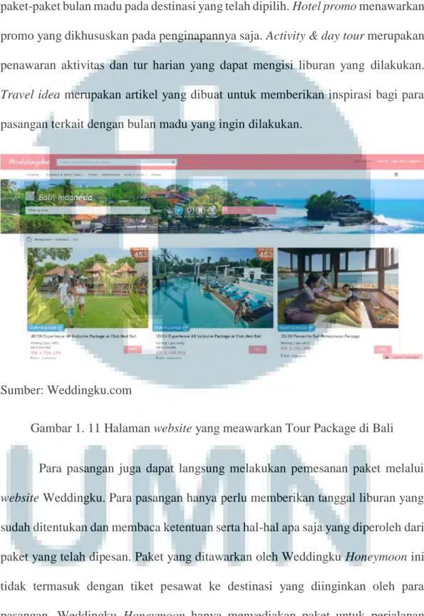 Gambar 1. 11 Halaman website yang meawarkan Tour Package di Bali 
