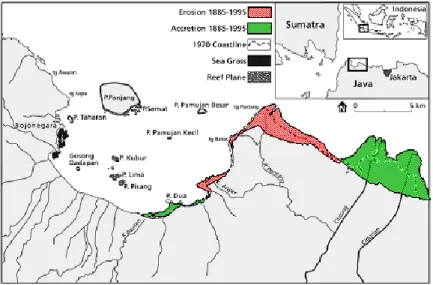 Gambar 6 Data erosi dan Akresi Perairan Teluk Banten 1885-1995 