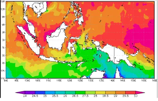 Gambar 3.10 Suhu Muka Laut Periode Agustus2016 