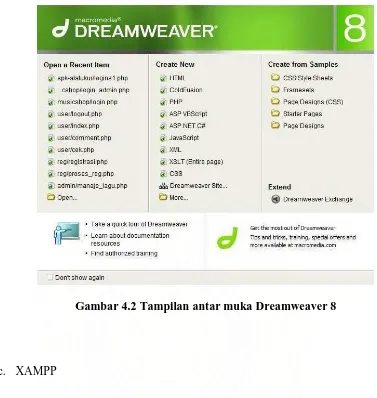 Gambar 4.2 Tampilan antar muka Dreamweaver 8 