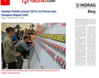 Gambar 2. Cloning Content  Halloriau.com dan Metro Riau  Sumber Screenshot Halloriau.com 10  September 2018 dan E-paper Metro Riau 8  September 2018