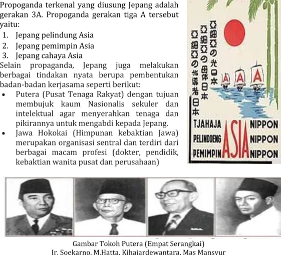 Gambar Tokoh Putera (Empat Serangkai)  Ir. Soekarno, M.Hatta, Kihajardewantara, Mas Mansyur 