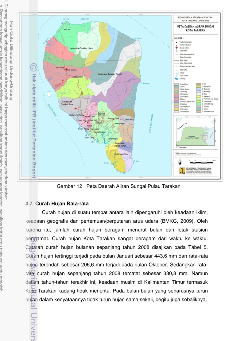 Gambar 12   Peta Daerah Aliran Sungai Pulau Tarakan 