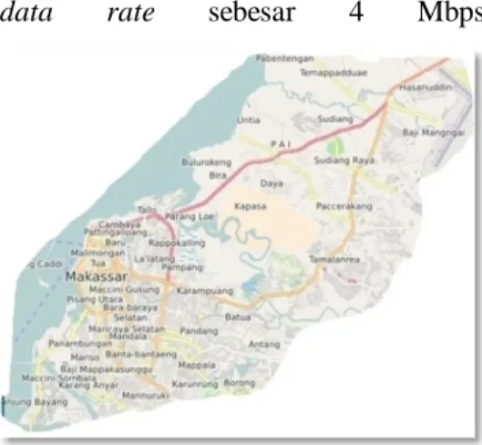Gambar  5.  Peta  Cakupan  Area  Jaringan  LTE/4G Di wilayah Makassar. 