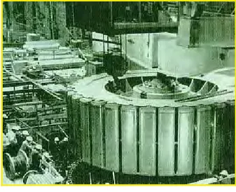 Gambar II.14 menunjukkan rotor generator dengan 36 kutub, arus penguatan 2400 A DC dari hasil penyearahan tegangan listrik 330 Volt  AC.