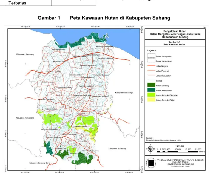 Gambar 1  Peta Kawasan Hutan di Kabupaten Subang 