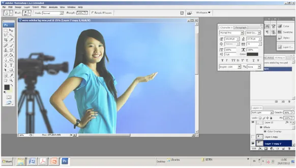Gambar IV.9. Proses Photo Retouching Menggunakan Program Adobe Photoshop  CS3 