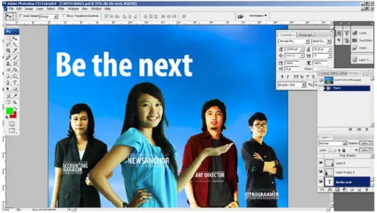 Gambar IV.10. Proses Photo Compositioning Menggunakan Program Adobe  Photoshop CS3 