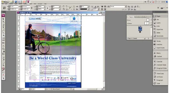 Gambar IV.11. Tahap Computer Graphic Design (Layout) Dengan Menggunakan  Program Komputer Adobe Indesign CS3