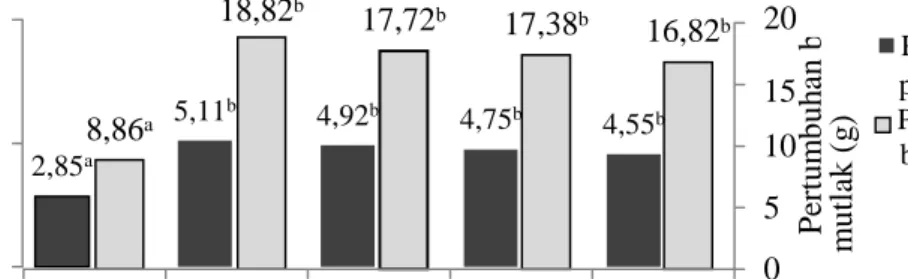 Gambar 1. Grafik pertumbuhan panjang dan berat mutlak ikan patin. 