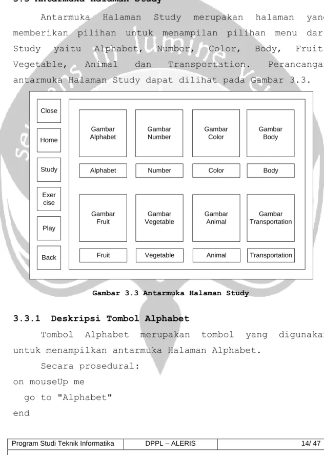 Gambar 3.3 Antarmuka Halaman Study 