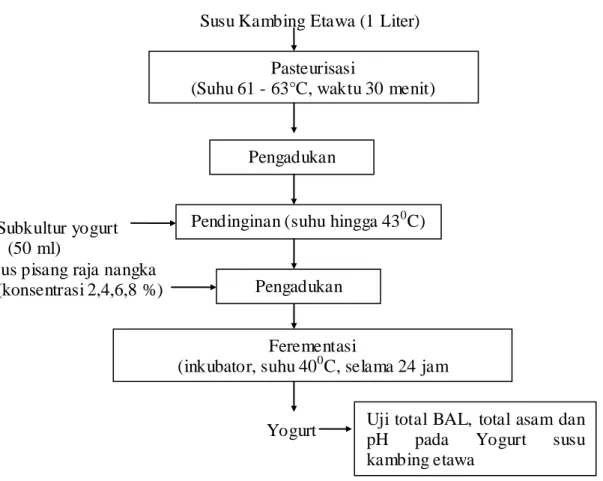 Diagram  alir  pembuatan  yogurt  susu  kambing  etawa  dapat  dilihat  pada Gambar 3