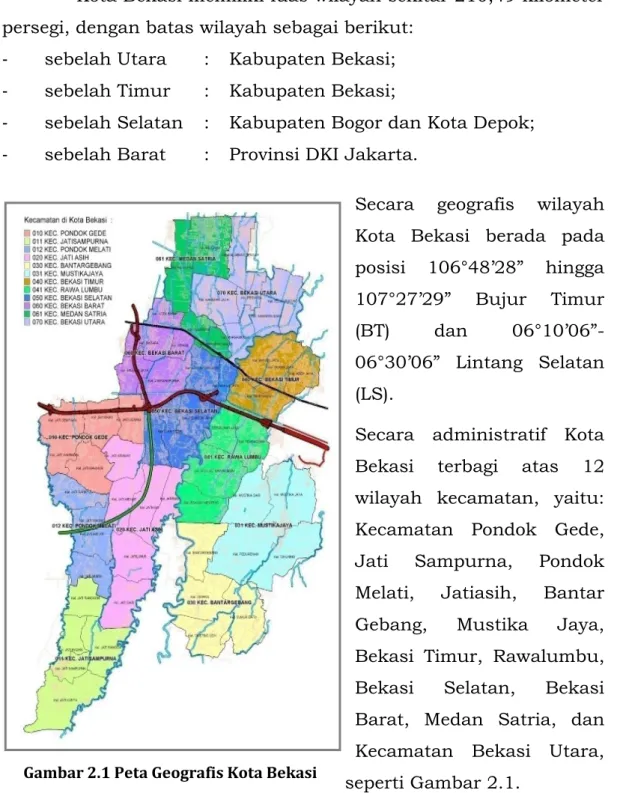 Gambar 2.1 Peta Geografis Kota Bekasi 