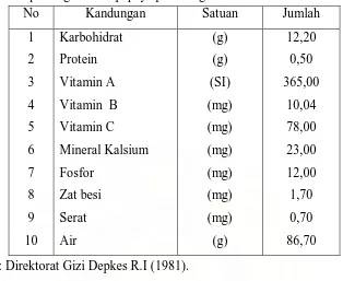 Tabel 1. Komposisi gizi buah pepaya per 100 gram bahan   