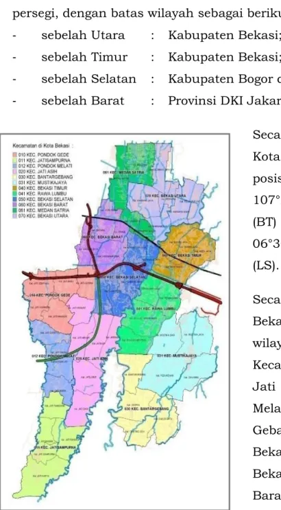 Gambar 2.1 Peta Geografis Kota Bekasi 