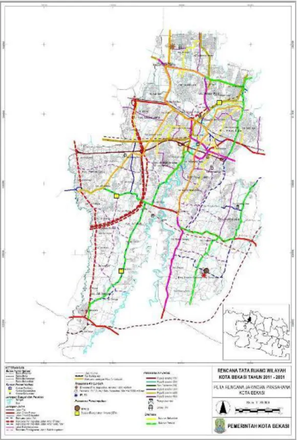 Gambar 2.4  Peta Rencana Jaringan Prasarana Kota Bekasi  Daerah Titik Banjir dan Genangan 