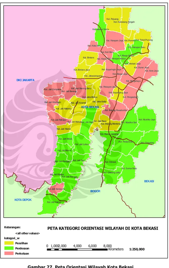 Gambar 27. Peta Orientasi Wilayah Kota Bekasi  (Sumber : hasil analisis)