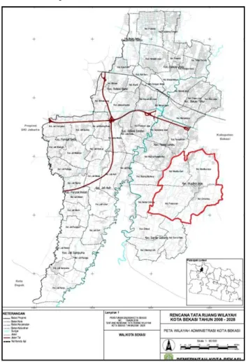 Gambar 1.  Peta Wilayah Administrasi Kecamatan Mustikajaya 