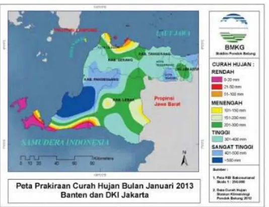 Gambar 4.5 Peta Prakiraan Awal Musim Hujan 2012/2013 Propinsi Banten dan DKI Jakarta 