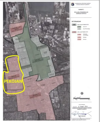 Gambar 1. Pembagian Zona Dalam dan Luar di Kawasan Kota Tua Jakarta  (Sumber: Peraturan Gubernur No