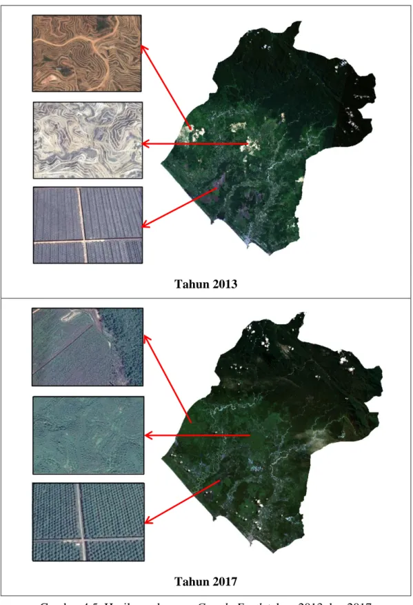 Gambar 4.5. Hasil penelusuran Google Earth tahun 2013 dan 2017 