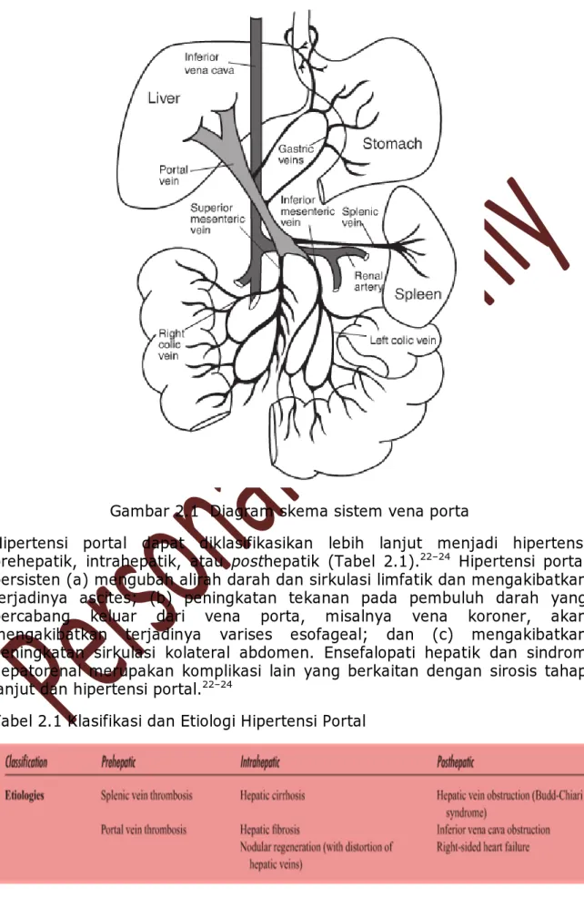 Tabel 2.1 Klasifikasi dan Etiologi Hipertensi Portal 