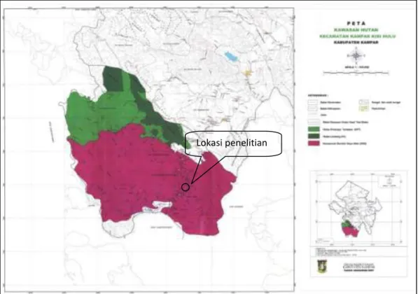 Gambar 4 Lokasi Desa Aur Kuning di dalam Kawasan Hutan. 