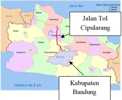 Gambar 1 Jalan Tol Ciparang dan wilayah Kabupaten Bandung