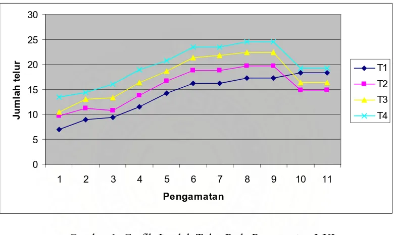 Gambar 1: Grafik Jumlah Telur Pada Pengamatan I-XI 