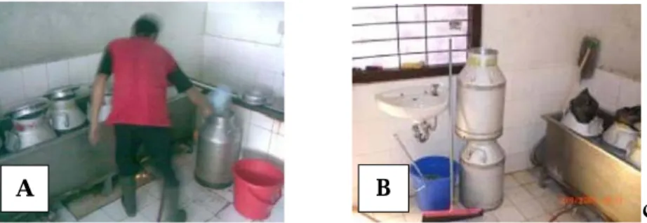 Gambar 5.  Ruang Pemanasan Susu (A) dan Fasilitas Sanitasi (B) 