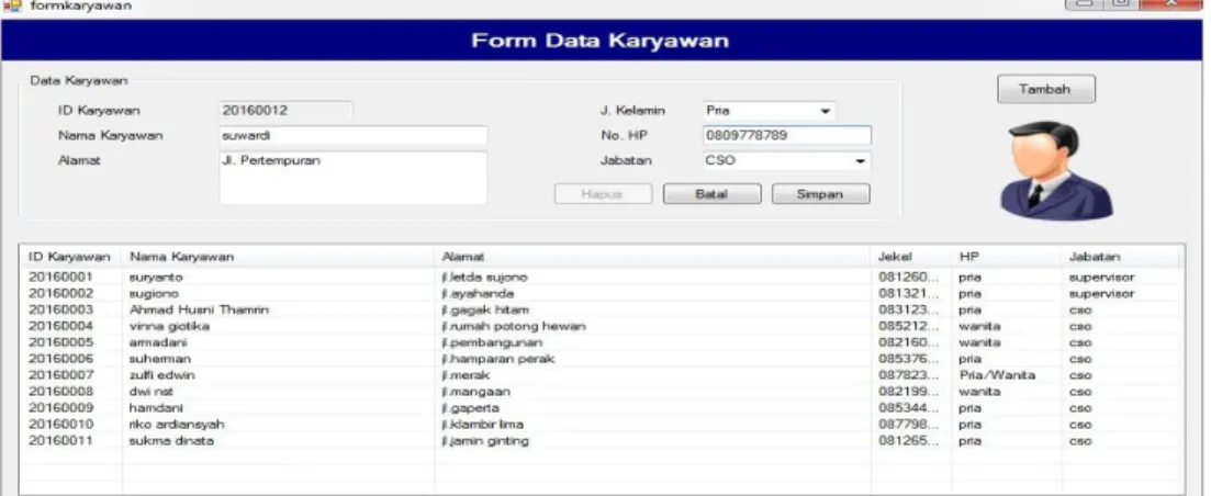 Gambar IV.3. Form Data Karyawan 